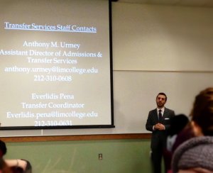 Anthony M. Urmey of LIM speaking to fashion students