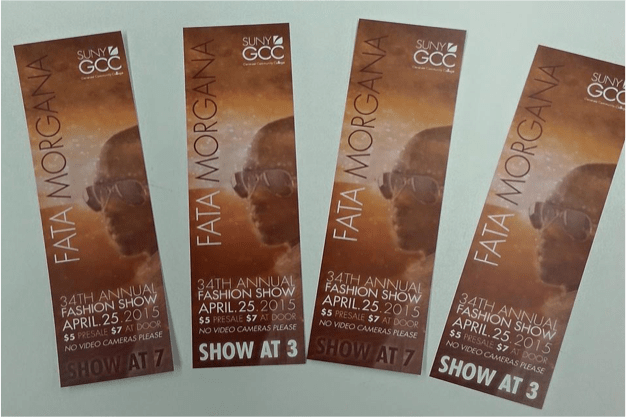 Tickets for western New York’s largest and longest running fashion show are being sold Fridays 10 a.m. to 2 p.m. in the forum at the Batavia campus or by calling (585) 343-0055 ext. 6616. 