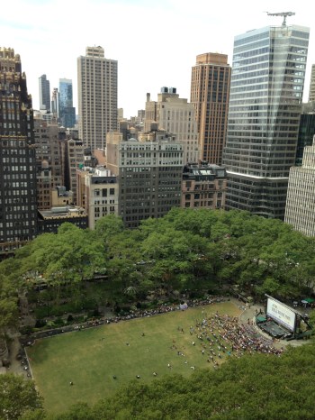 Overlooking Bryant Park's free summer concert.