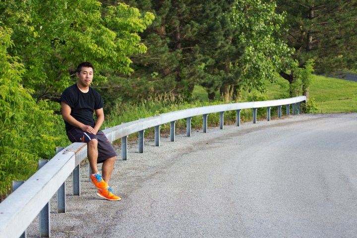 Yosuke Takada resting by Horseshoe Lake Rd.